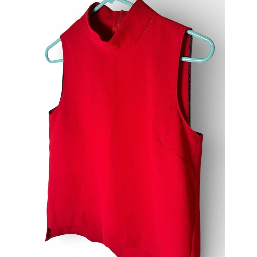 Zara Red Sleeveless Mock Neck Top Blouse Sz S